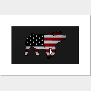 American Flag Pig Silhouette 1 - NOT FOR RESALE WITHOUT PERMISSION Posters and Art